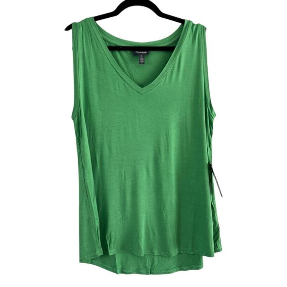 NWT ModCloth Essential Tank Top Green V-Neck Sleeveless Stretch Size Large - Picture 1 of 5